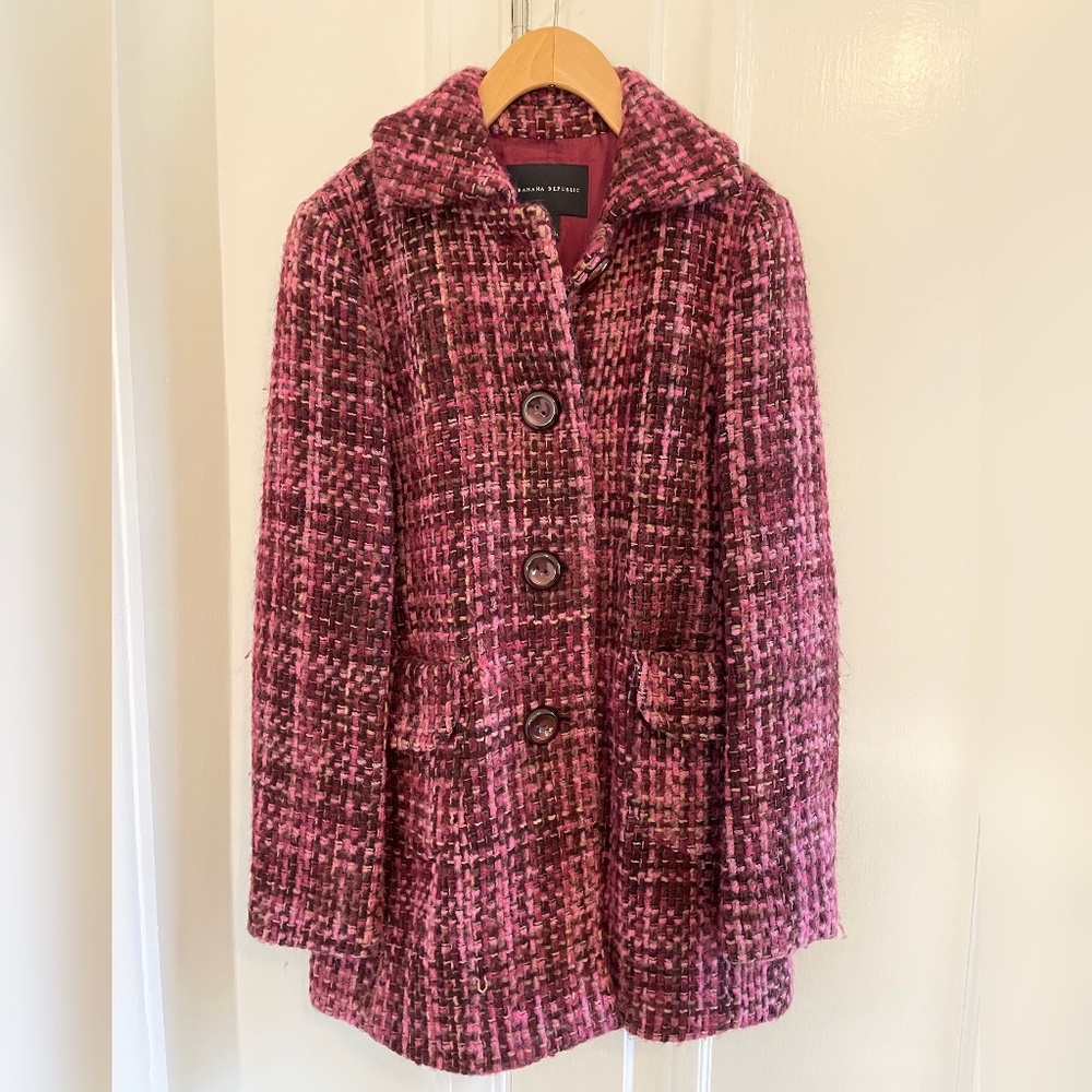 Unique Women's Banana Republic Wool Tweed Pea Coat - Size Small